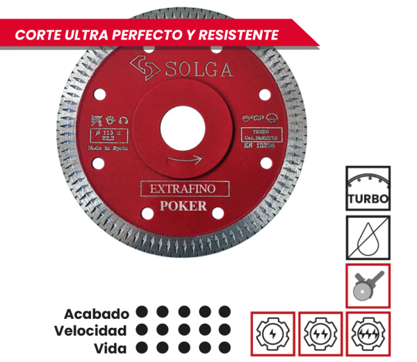 Disco corte seco POKER extrafino. Porceánicos y cerámicos.